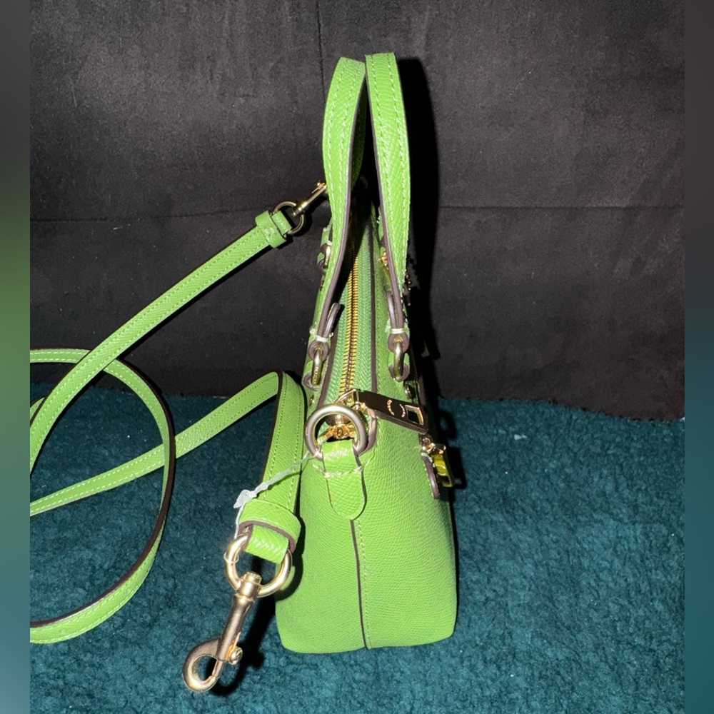 Coach CA844 Mini Gallery Crossbody Crossgrain Leather Green Brass Hardware - Picture 4 of 7